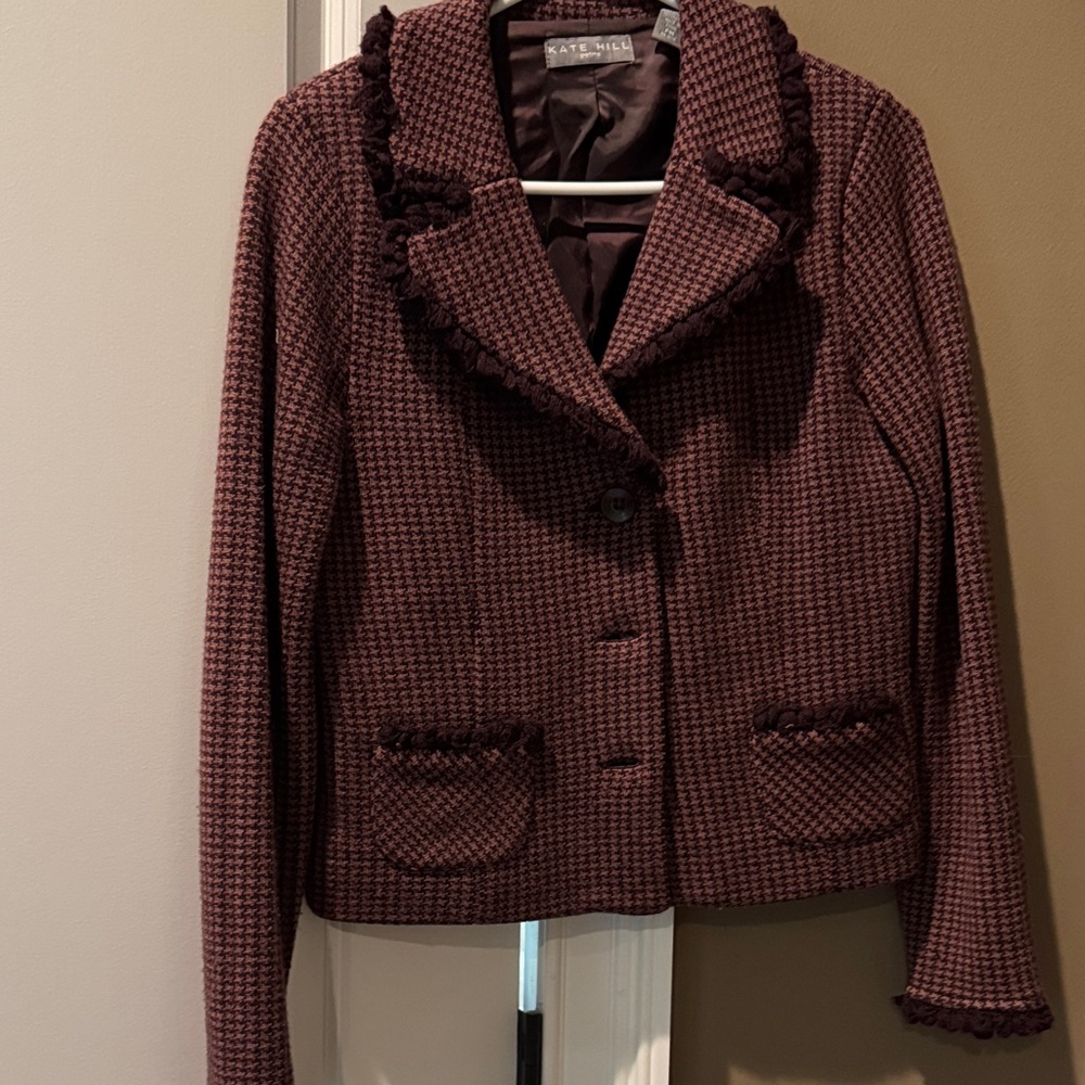 Kate Hill Women's Maroon Textured Blazer
